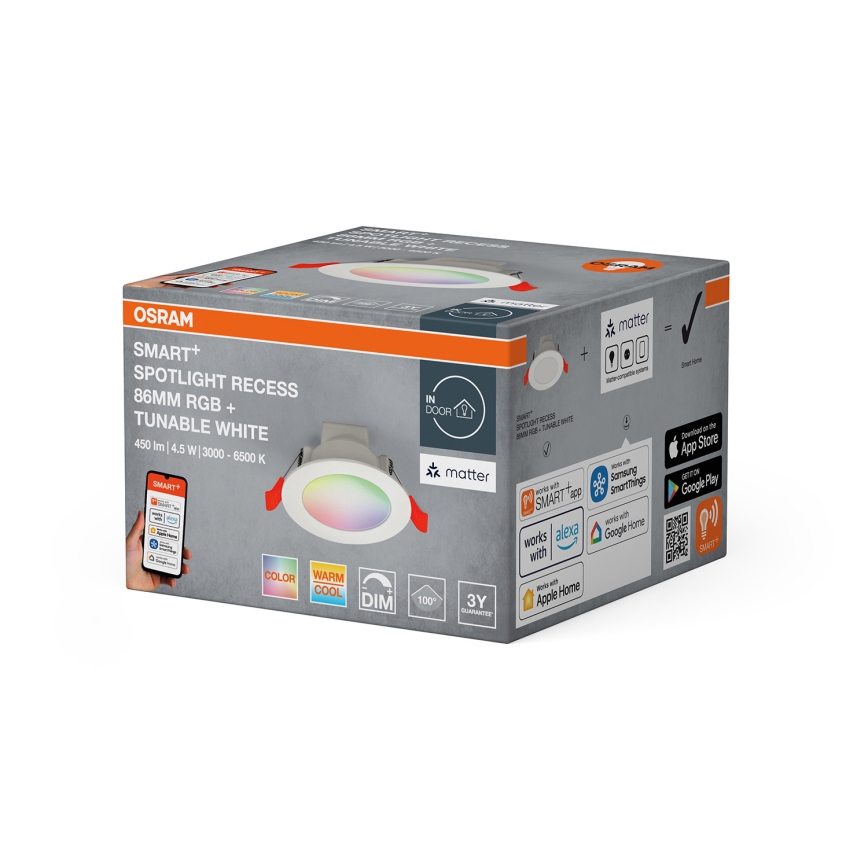 Osram - Luminaire encastré SMART+ DOWNLIGHT LED RGB dimmable LED/4,5W/230V 3000-6500K Wi-Fi