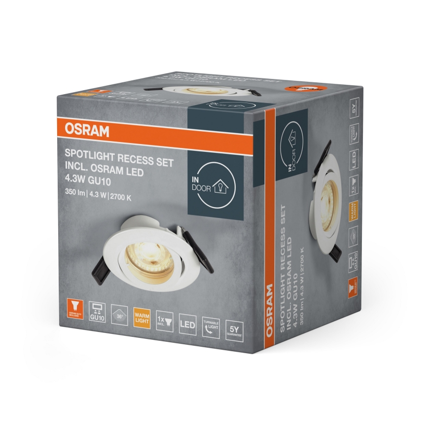 Osram - Spot LED encastré 1xGU10/4,3W/230V 2700K IRC 90 blanc