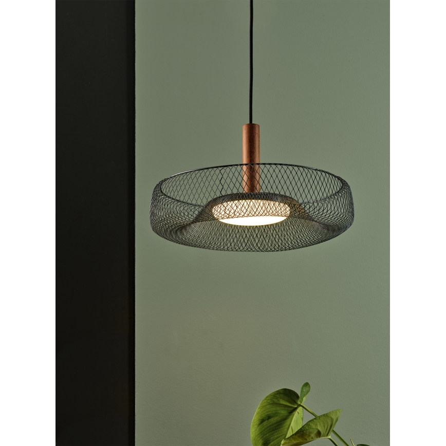 Osram - Suspension LED sur câble DECOR MESH LED/18,5W/230V Ø 40 cm noir/bois d'hévéa