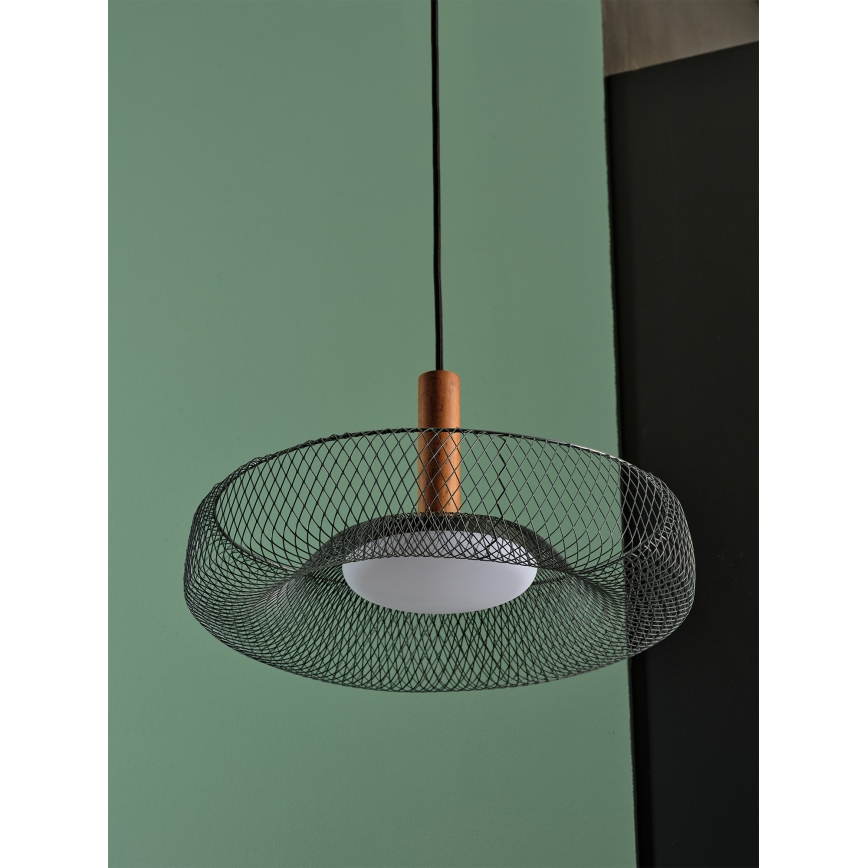 Osram - Suspension LED sur câble DECOR MESH LED/18,5W/230V Ø 40 cm noir/bois d'hévéa