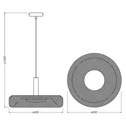 Osram - Suspension LED sur câble DECOR MESH LED/18,5W/230V Ø 40 cm noir/bois d'hévéa