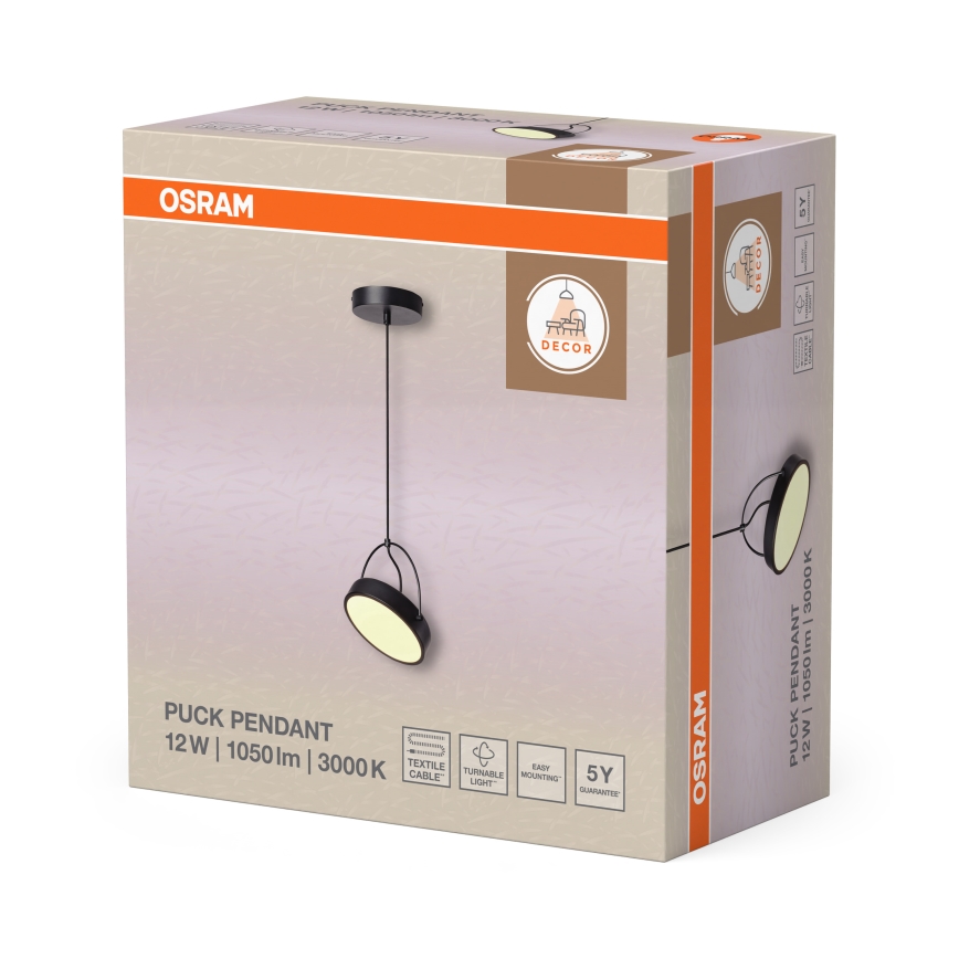 Osram - Suspension LED sur câble DECOR PUCK LED/12W/230V IRC 90 noire