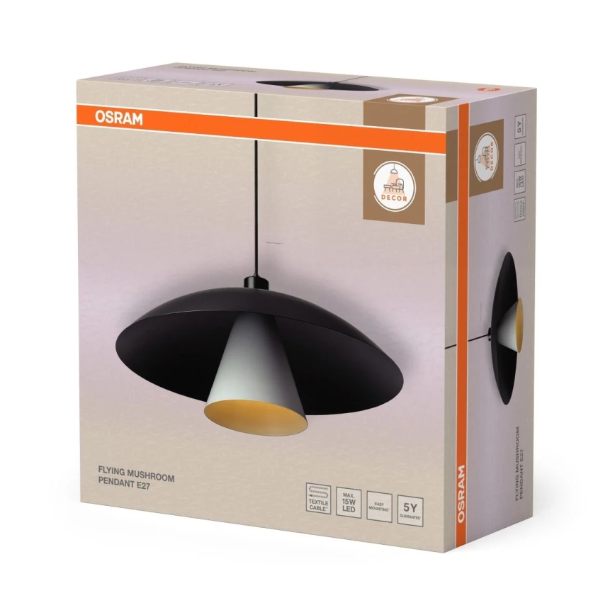 Osram - Suspension sur câble DECOR FLYING MUSHROOM 1xE27/25W/230V Ø 50 cm, noir