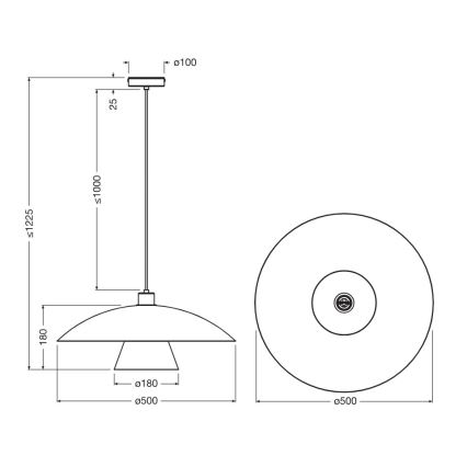 Osram - Suspension sur câble DECOR FLYING MUSHROOM 1xE27/25W/230V Ø 50 cm, noir