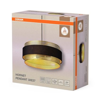 Osram - Suspension sur câble DECOR HORNET 3xE27/10W/230V Ø 50 cm noir/doré