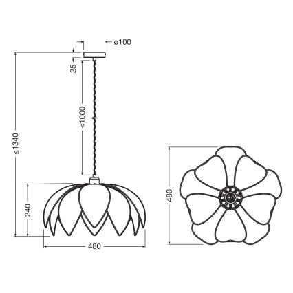 Osram - Suspension sur câble DECOR RATTAN 1xE27/15W/230V diam. 48 cm beige/noir