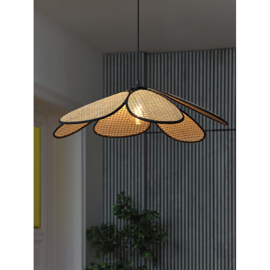 Osram - Suspension sur câble DECOR RATTAN 1xE27/15W/230V diam. 69 cm beige/noir