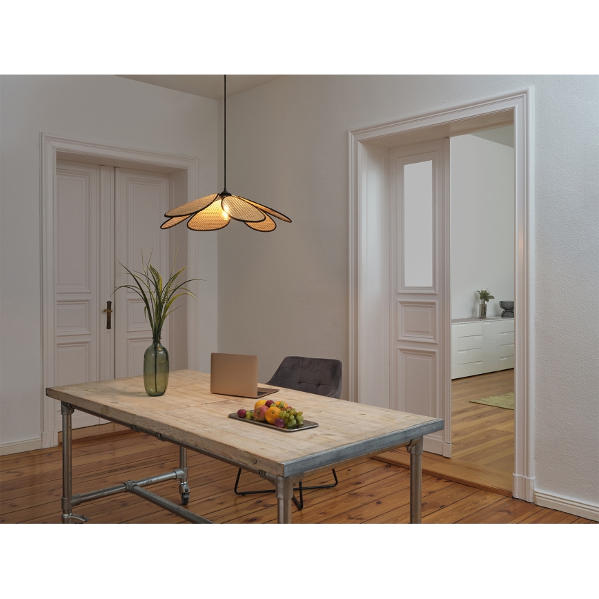 Osram - Suspension sur câble DECOR RATTAN 1xE27/15W/230V diam. 69 cm beige/noir