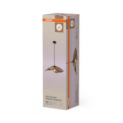 Osram - Suspension sur câble DECOR RATTAN 1xE27/15W/230V Ø 58 cm beige/noir