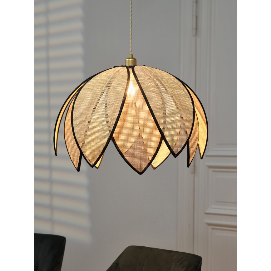 Osram - Suspension sur câble DECOR RATTAN 1xE27/15W/230V Ø 67 cm beige/noir