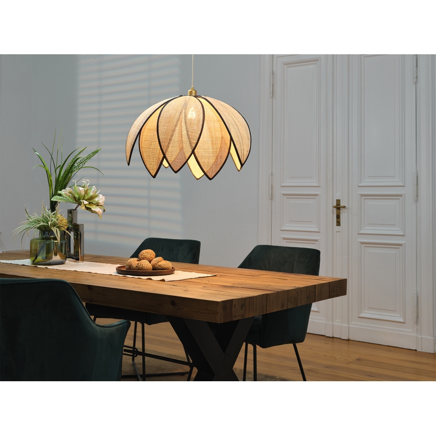 Osram - Suspension sur câble DECOR RATTAN 1xE27/15W/230V Ø 67 cm beige/noir
