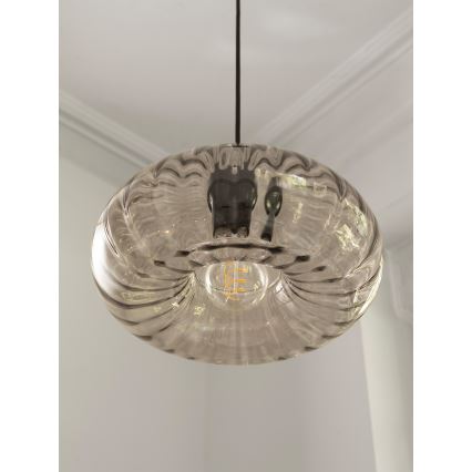 Osram - Suspension sur câble DECOR SMOKE 1xE27/12W/230V diam. 28 cm noir/gris fumé