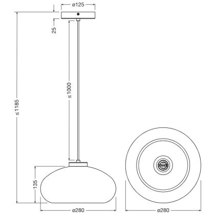Osram - Suspension sur câble DECOR SMOKE 1xE27/12W/230V diam. 28 cm noir/gris fumé