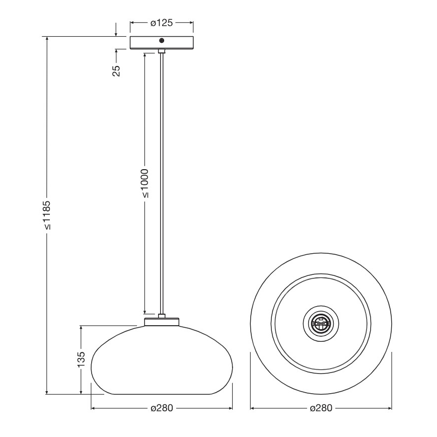 Osram - Suspension sur câble DECOR SMOKE 1xE27/12W/230V diam. 28 cm noir/gris fumé