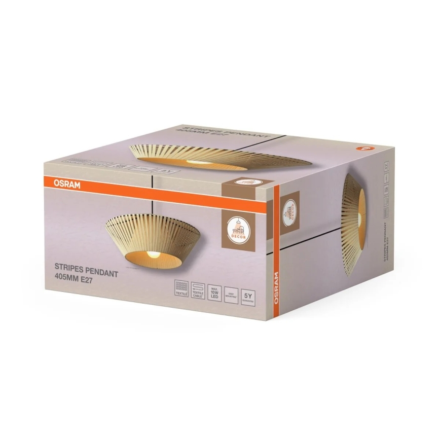 Osram - Suspension sur câble DECOR STRIPES 1xE27/10W/230V Ø 40,5 cm beige