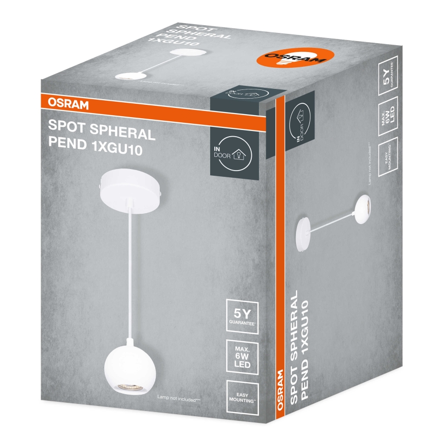 Osram - Suspension sur câble SPOT SPHERAL 1xGU10/6W/230V blanche