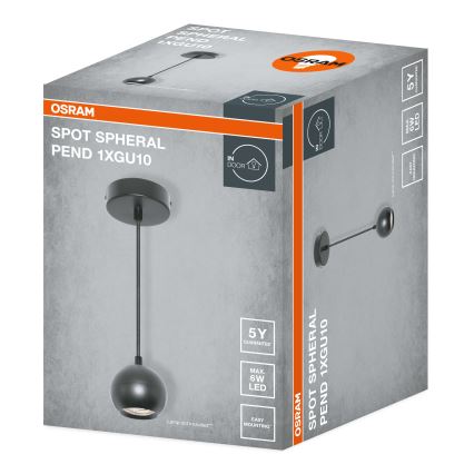 Osram - Suspension sur câble SPOT SPHERAL 1xGU10/6W/230V noire