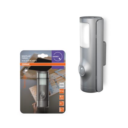 Osram - Veilleuse LED NIGHTLUX avec capteur, 0,35 W, 3xAAA, IP54, argentée
