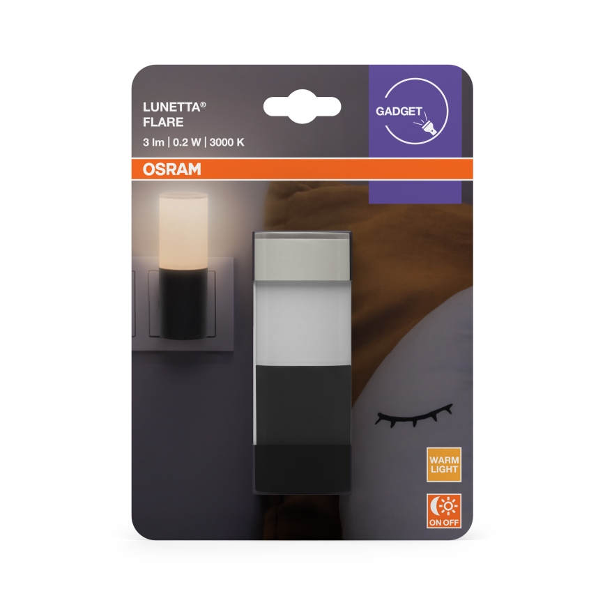 Osram - Veilleuse LED à détecteur crépusculaire LUNETTA LED/0,2W/230V noire