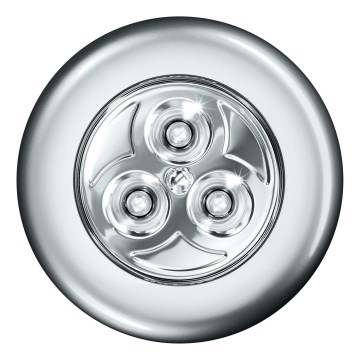 Osram - Veilleuse tactile d'orientation DOT-IT LED/0,2W/3xAAA Ø 6,8 cm argentée