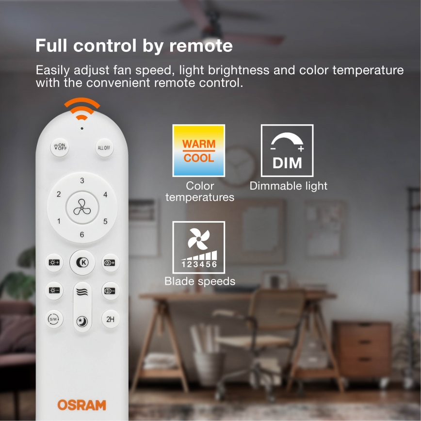 Osram - Ventilateur de plafond LED dimmable FOHN LED/18W/230V 3000/4000/6500K + télécommande