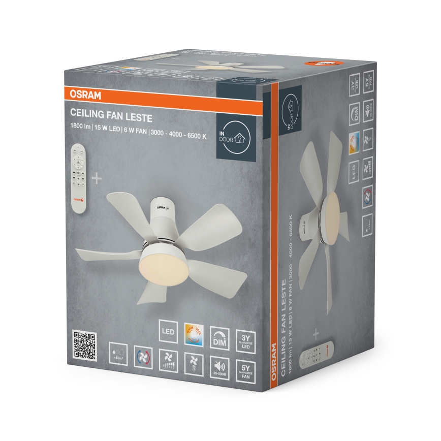 Osram - Ventilateur de plafond LED dimmable LESTE LED/15W/230V 3000/4000/6500K + télécommande