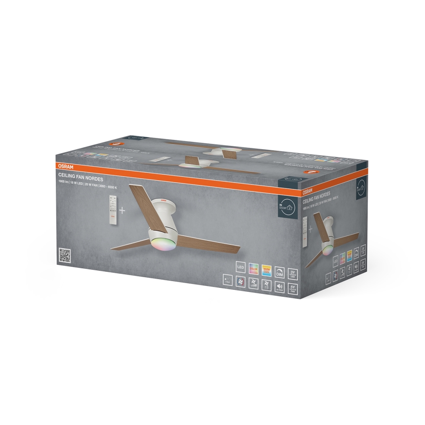 Osram - Ventilateur de plafond dimmable LED RVB NORDES LED/18W/230V 3000-6500K + télécommande