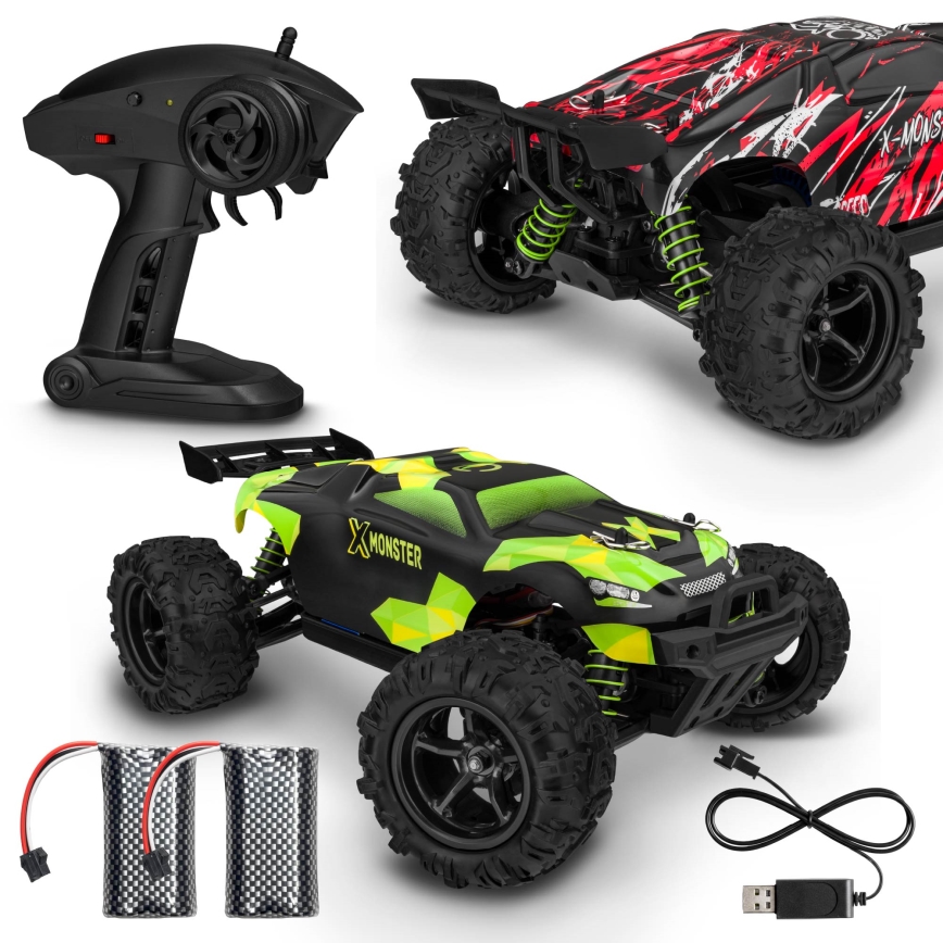 Overmax - Voiture radiocommandée X-MONSTER 3.5 1700 mAh noire/rouge/verte