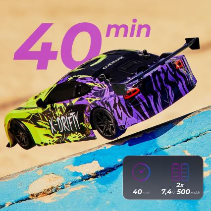 Overmax - voiture de drift radiocommandée X-DRIFT 1000 mAh jaune/violet