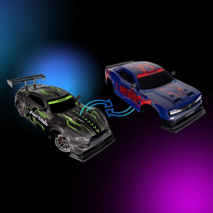 Overmax - Voiture RC de drift télécommandée X-OVERSLIDE 1000 mAh, noire/verte/bleue/rouge