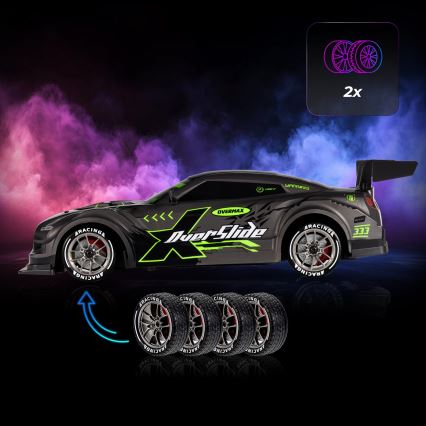 Overmax - Voiture RC de drift télécommandée X-OVERSLIDE 1000 mAh, noire/verte/bleue/rouge
