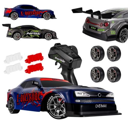 Overmax - Voiture RC de drift télécommandée X-OVERSLIDE 1000 mAh, noire/verte/bleue/rouge
