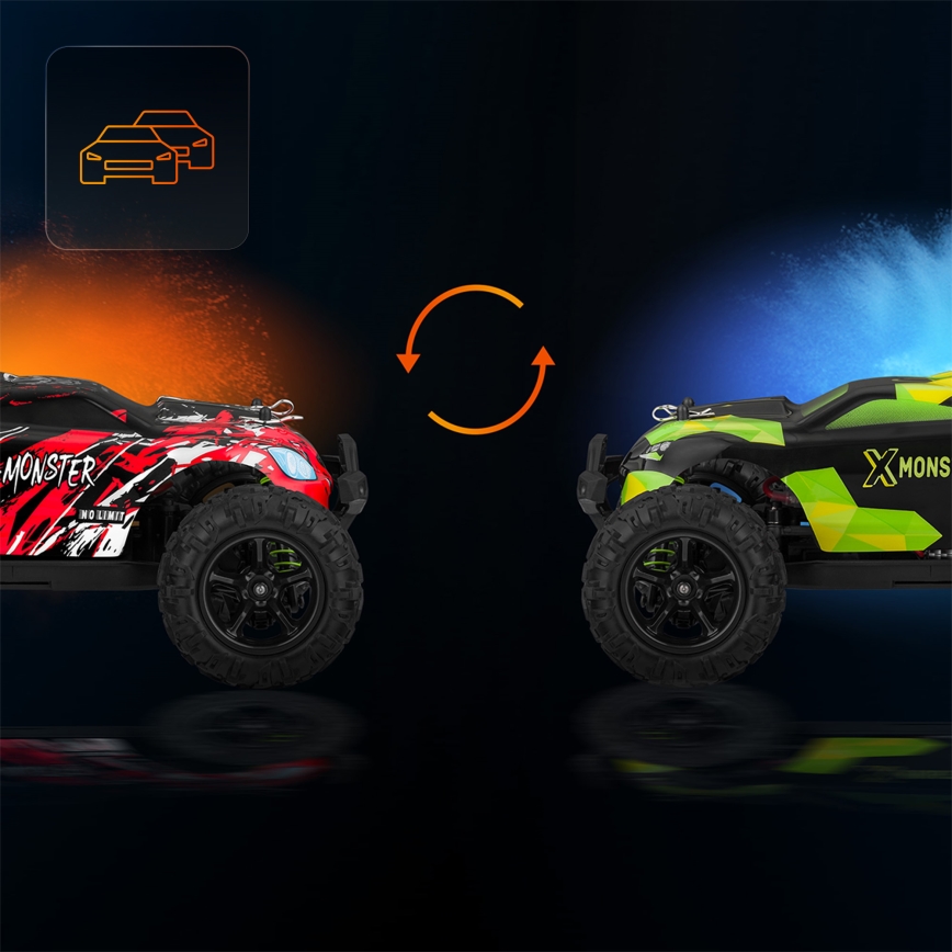 Overmax - voiture radiocommandée 2 en 1 X-MONSTER 3.5 1700 mAh noir/rouge/vert