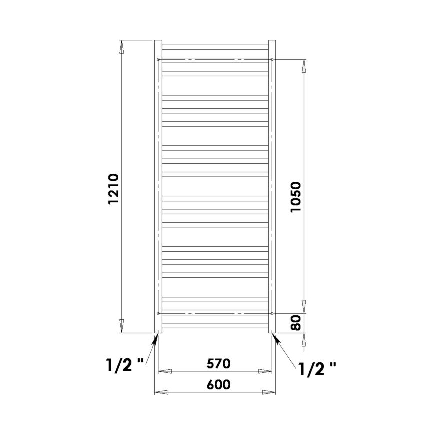 P.M.H. AV4B - Radiateur sèche-serviettes AVENTO pour salle de bains, 567 W, 121 cm, noir