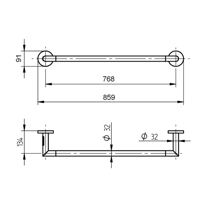 P.M.H. IN1SS-R - Sèche-serviettes électrique INGA 17 W/230 V, 85,9 cm, IP44, côté droit, acier inoxydable poli
