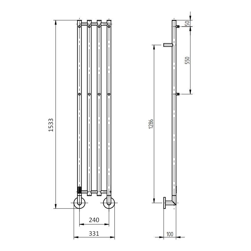 P.M.H. MO1SS-LK - Sèche-serviettes électrique MONA 93W/230V 153,3 cm IP44 en acier inoxydable poli