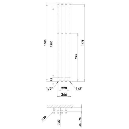 P.M.H. R2B - Radiateur sèche-serviettes en échelle ROSENDAL 350 W 150 cm noir