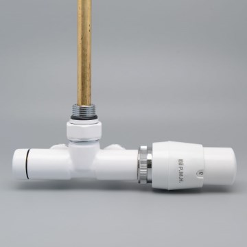 P.M.H. UNIKO-RW-EK - Robinet de radiateur avec tête thermostatique UNIKO, orientation droite / blanc