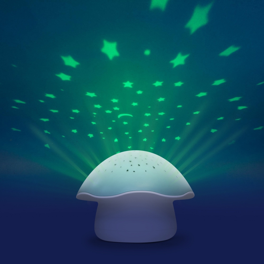 PABOBO - Projecteur avec une mélodie STAR MUSHROOM 3xAA bleu