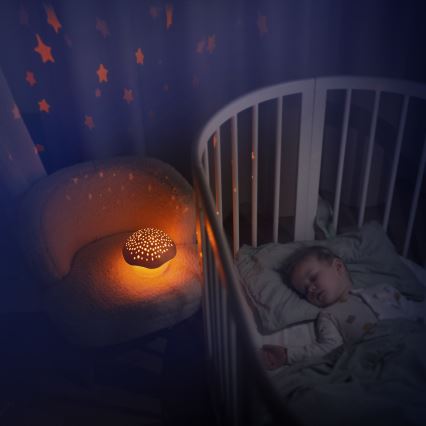 PABOBO - Projecteur avec une mélodie STAR MUSHROOM 3xAA bleu