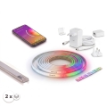 Pack 1x ruban LED RGBW dimmable Philips Hue WHITE AND COLOR AMBIANCE LED/20W/230V 2 m + 2x profil encastrable 1 m argent/blanc