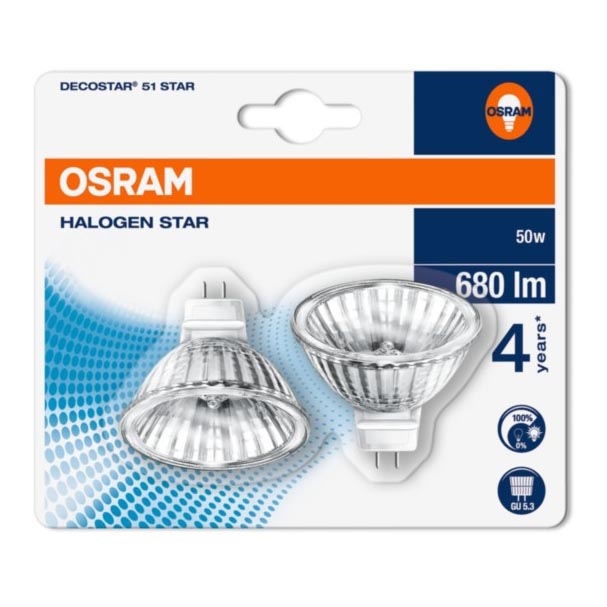 PACK 2x Ampoule halogène DECOSTAR GU5,3/50W/12V 2700K - Osram