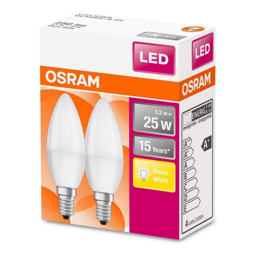 PACK 2x Ampoule LED B25 E14/3,2W/230V 2700K - Osram