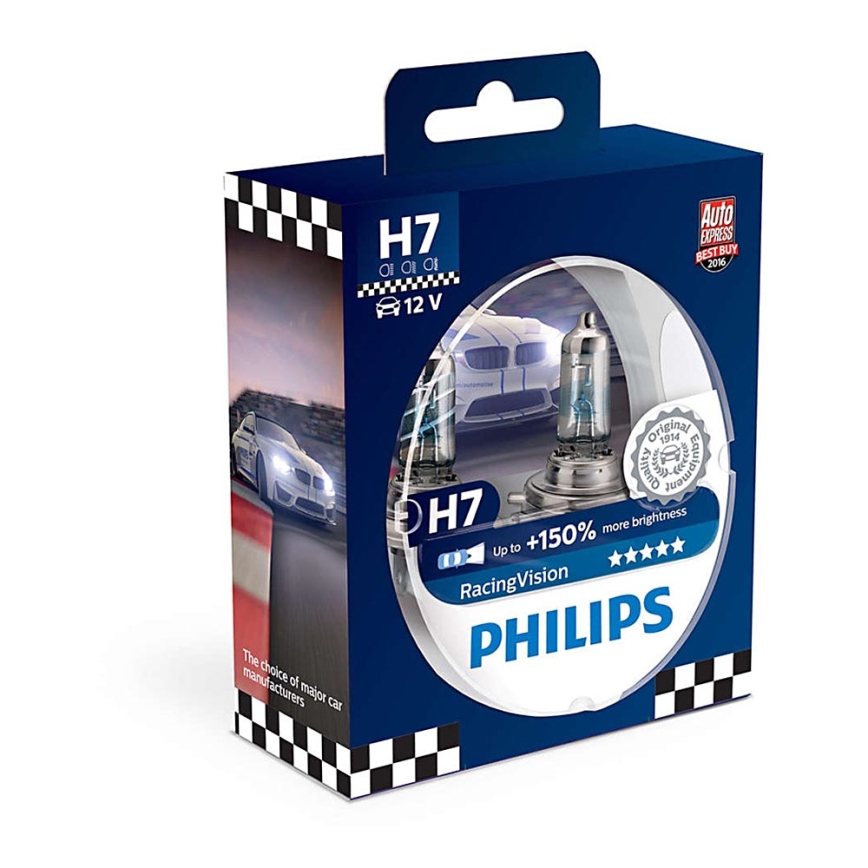 PACK 2x Ampoule pour voiture Philips RACINGVISION 12972RVS2 H7 PX26d/55W/12V