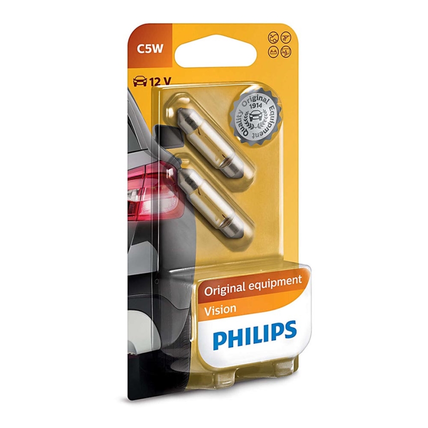 PACK 2x Ampoule pour voiture Philips VISION 12844B2 C5W SW8,5/5W