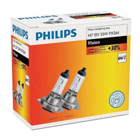 PACK 2x Ampoule pour voiture Philips VISION 12972PRC2 H7 PX26d/55W