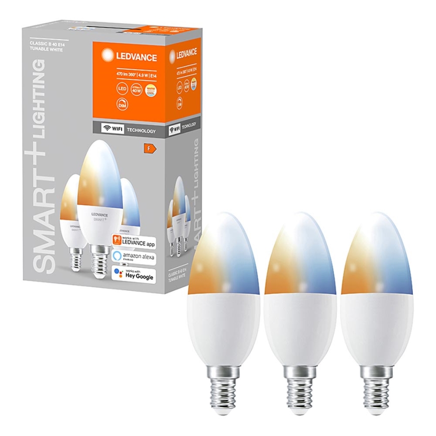 PACK 3x Ampoule à intensité variable LED SMART+ E14/5W/230V 2700K-6500K Wi-Fi - Ledvance