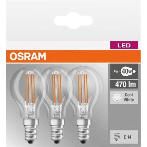 PACK 3x Ampoule LED BASE P40 E14/4W/230V 4000K – Osram