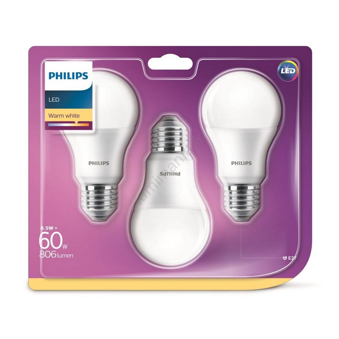 PACK 3x Ampoule LED Philips A60 E278,5W230V 2700K | Lumimania ampoule philips basse consommation 5w