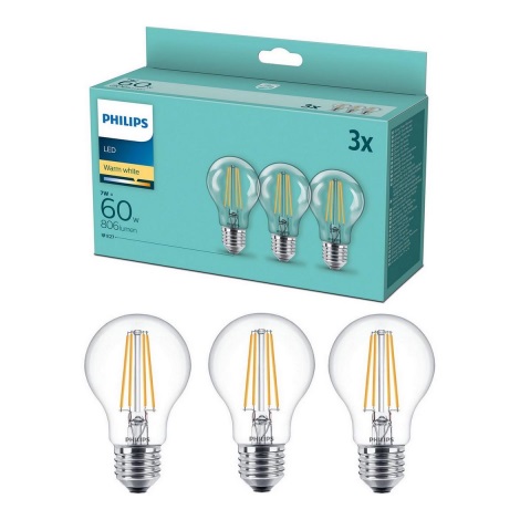 PACK 3x Ampoule LED VINTAGE Philips A60 E27/7W/230V 2700K